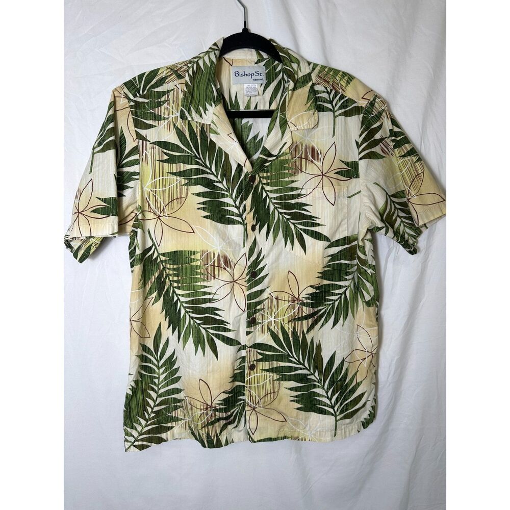 Bishop Street Men's Vintage Hawaiian Aloha Camp Button Down Shirt Size M